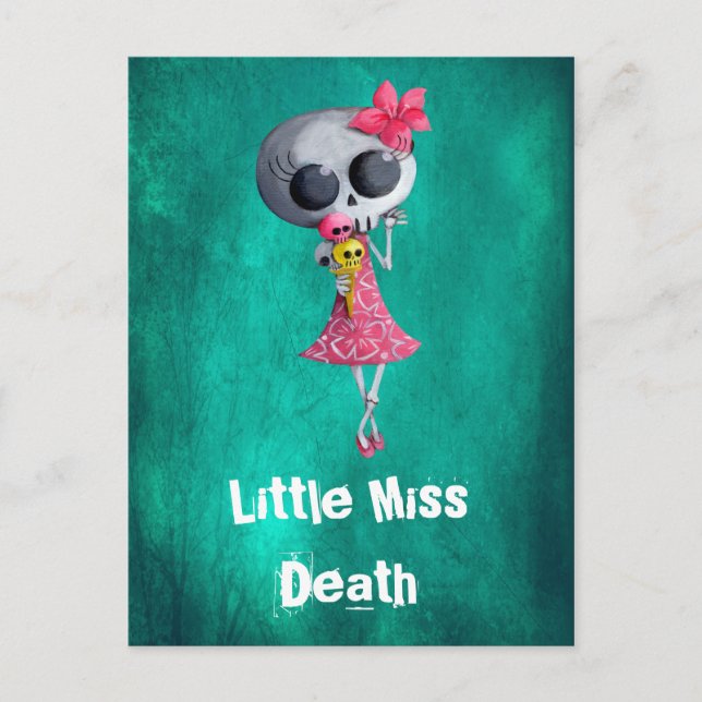 Little Miss Death with Halloween Ice Cream Postcard (Front)