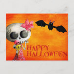 Little Miss Death With Ice Cream And Bat Postcard at Zazzle