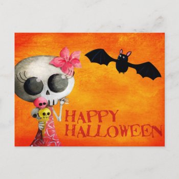 Little Miss Death With Ice Cream And Bat Postcard by partymonster at Zazzle