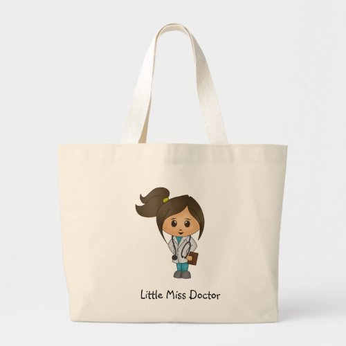 Little Miss Doctor _ Cute Brunette Large Tote Bag
