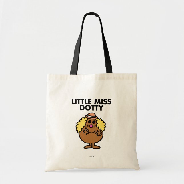 Little Miss Dotty | Black Lettering Tote Bag (Front)