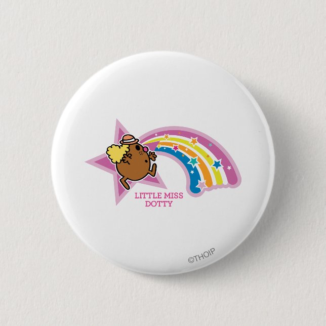 Little Miss Dotty | Chasing Rainbows Pinback Button (Front)