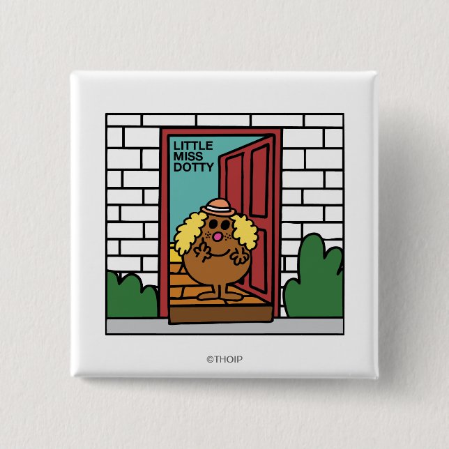 Little Miss Dotty | Open Door Pinback Button (Front)