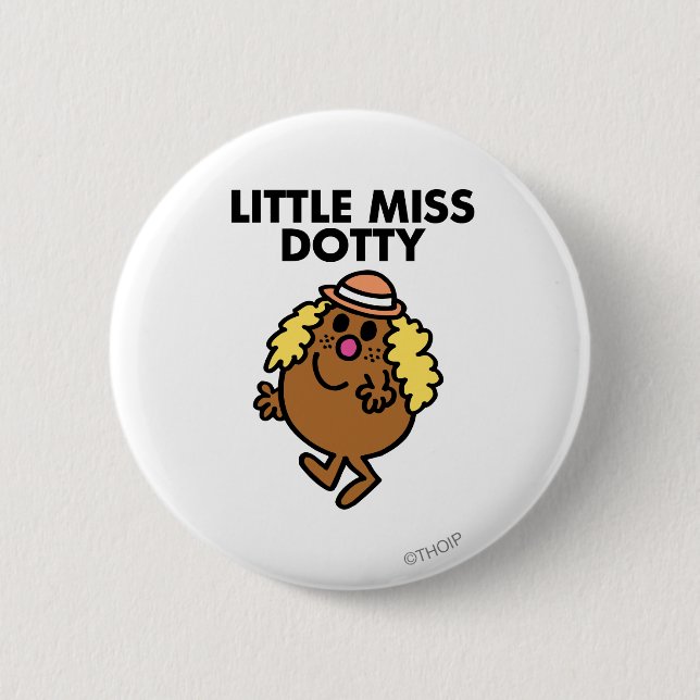 Little Miss Dotty Waving Pinback Button (Front)