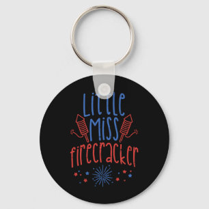 Little Miss Firecracker Funny 4th Of July Patriot Keychain