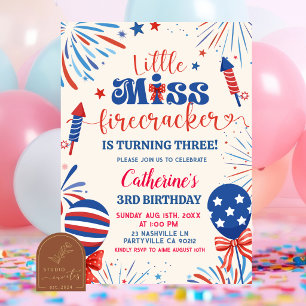 Little Miss Firecracker Patriotic Birthday Invitation
