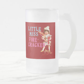 Little Miss Firecracker Vintage Americana Frosted Glass Beer Mug