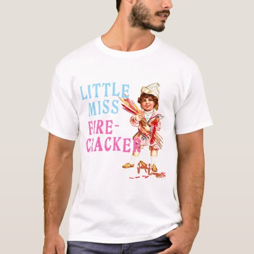 Little Miss Firecracker Vintage Americana T_Shirt