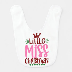 Little Miss First Christmas Baby Girl Bib