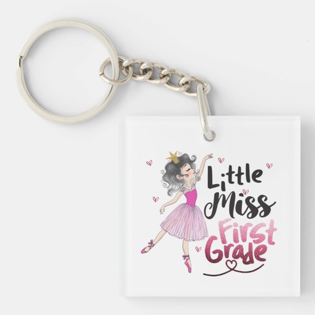 Little Miss First Grade Keychain – Back to School (Front)