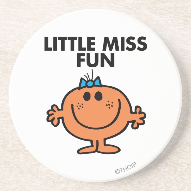 Little Miss Fun | Black Lettering Sandstone Coaster (Front)