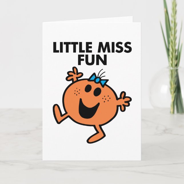 Little Miss Fun Waving Joyously Card (Front)