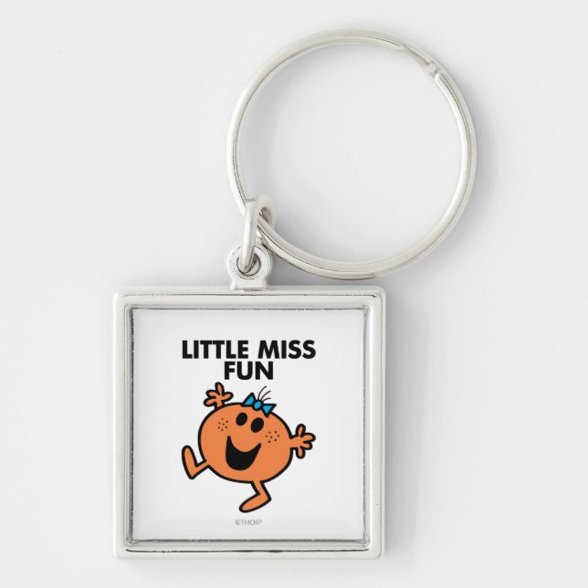 Little Miss Fun Waving Joyously Keychain (Front)