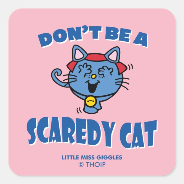 Little Miss Giggles Scaredy Cat Halloween Square Sticker (Front)
