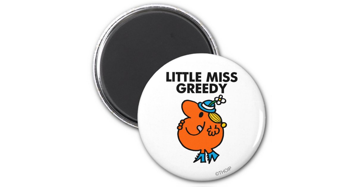 Little Miss Greedy Licking Her Lips 2 Inch Round Magnet | Zazzle