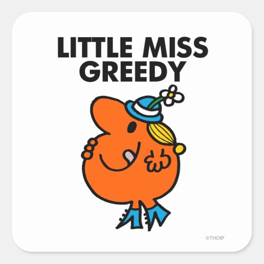 Little Miss Greedy Licking Her Lips Square Sticker | Zazzle.com