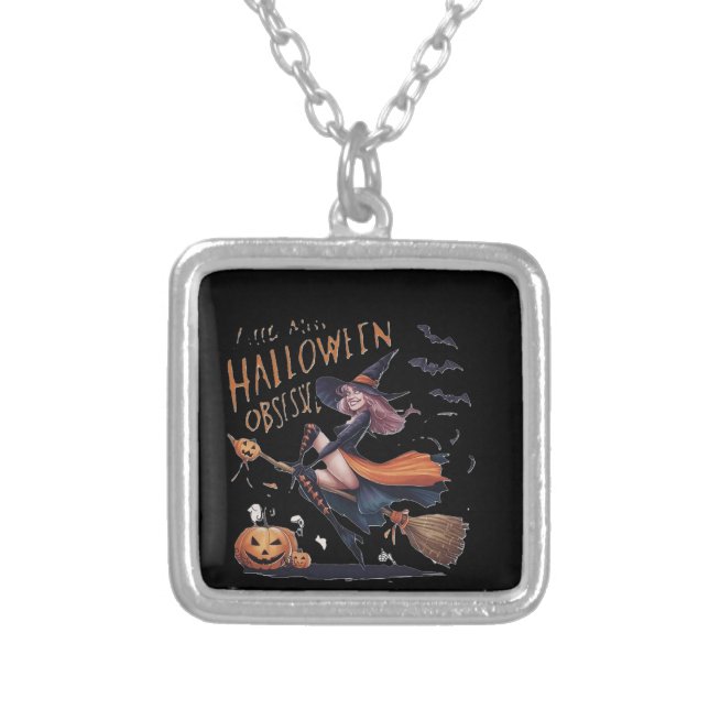 Little Miss Halloween Obsessed Silver Plated Necklace (Front)