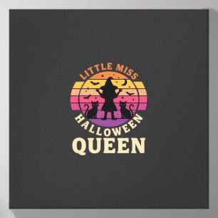 Little Miss Halloween Queen Witch Cat Design_1 Canvas Photo Tile