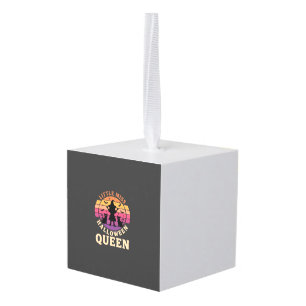 Little Miss Halloween Queen Witch Cat Design_1 Cube Ornament