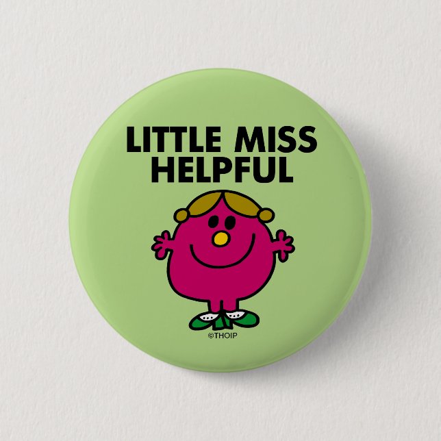 Little Miss Helpful | Black Lettering Pinback Button (Front)