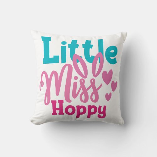 Little Miss Hoppy Throw Pillow