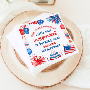 Little Miss Independent 4th of July 1st Birthday Napkins