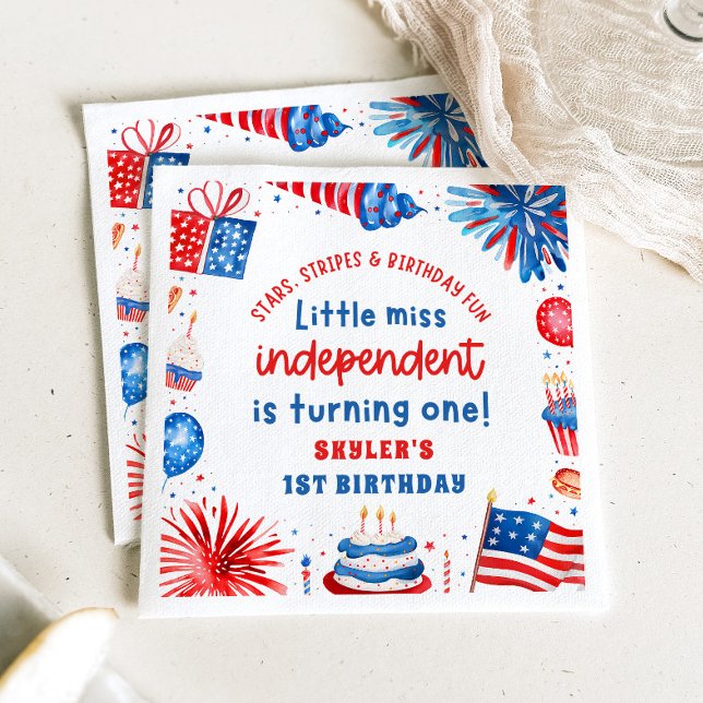 Little Miss Independent 4th of July 1st Birthday Paper Dinner Napkins (Little Miss Independent 4th of July 1st Birthday Paper Dinner Napkins)