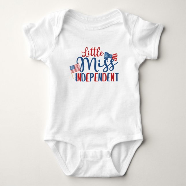 Little Miss Independent, 4th of July Baby Bodysuit (Front)