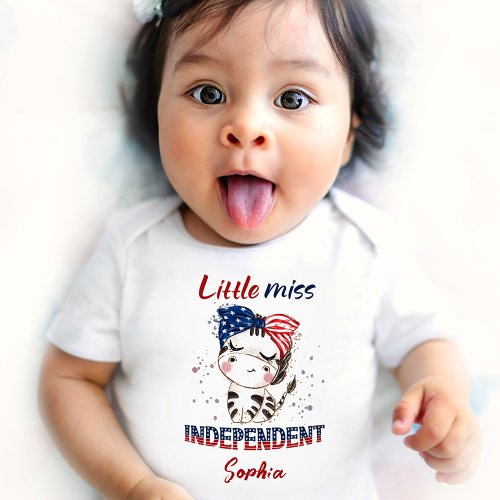 Little Miss Independent 4th of July Girl Baby Bodysuit