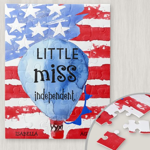 Little Miss Independent Stars and Stripes Custom Jigsaw Puzzle