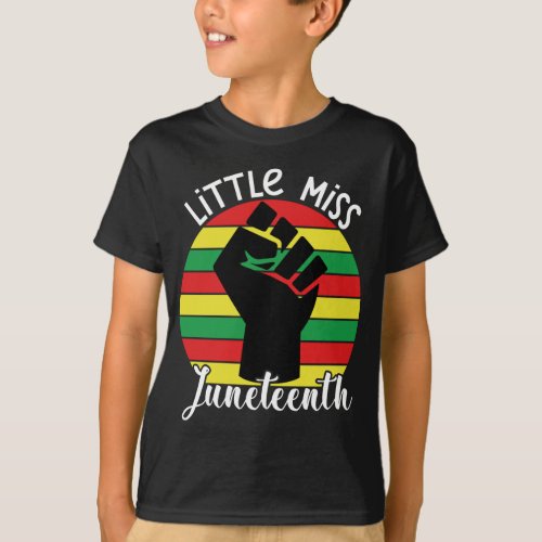 Little Miss Juneteenth  Retro African Little Blac T_Shirt