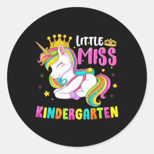 Little Miss Kindergarten Back To School Hello Kind Classic Round Sticker