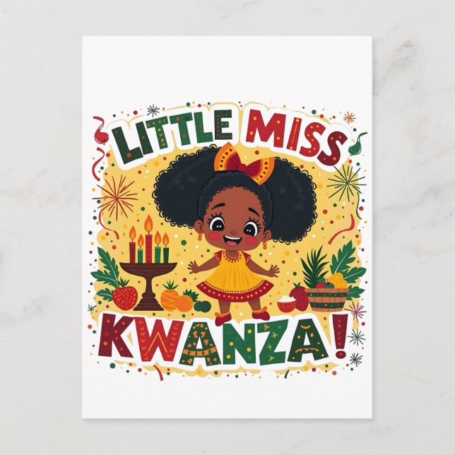 Little Miss Kwanza Afro American Kwanaz heritage Postcard (Front)