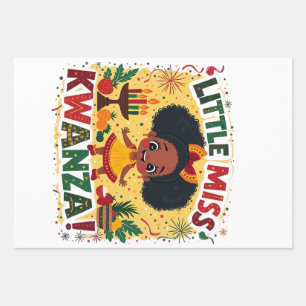 Little Miss Kwanza Afro American Kwanaz heritage Wrapping Paper Sheets