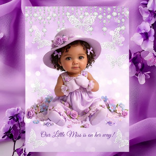 Little Miss Lilac Purple Girl Baby Shower Ethnic Invitation