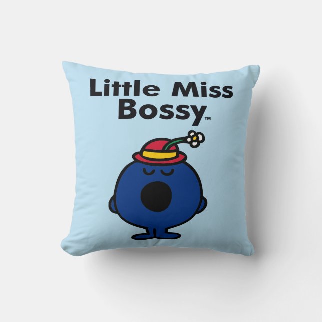 Little Miss | Little Miss Bossy is So Bossy Throw Pillow (Front)