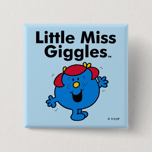 Little Miss | Little Miss Giggles Likes To Laugh Button (Front)