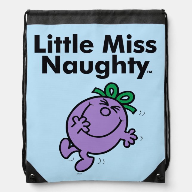Little Miss | Little Miss Naughty is So Naughty Drawstring Bag (Front)