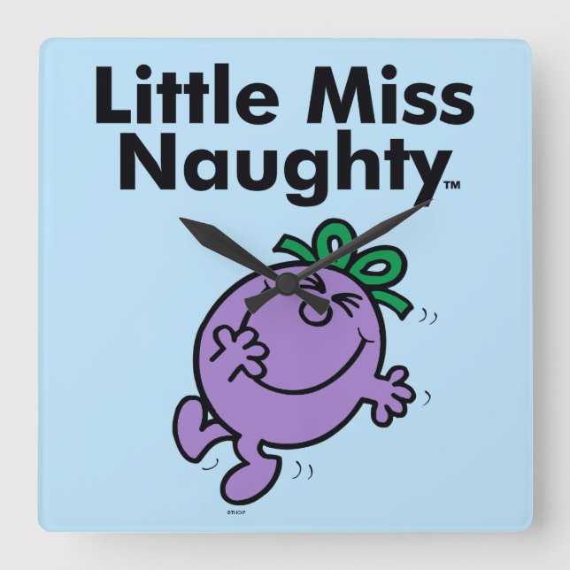 Little Miss | Little Miss Naughty is So Naughty Square Wall Clock (Front)