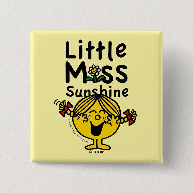 Little Miss | Little Miss Sunshine Laughs Pinback Button (Front)