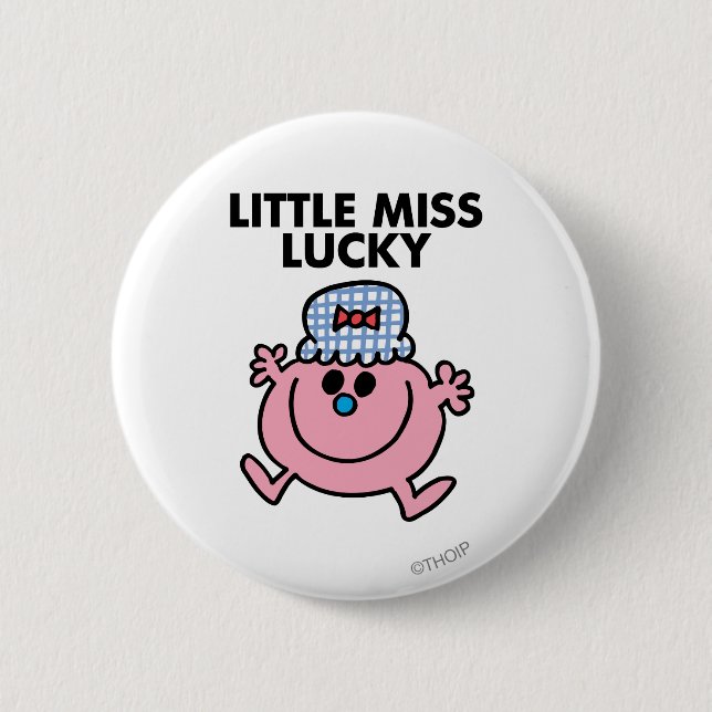 Little Miss Lucky | Black Lettering Pinback Button (Front)