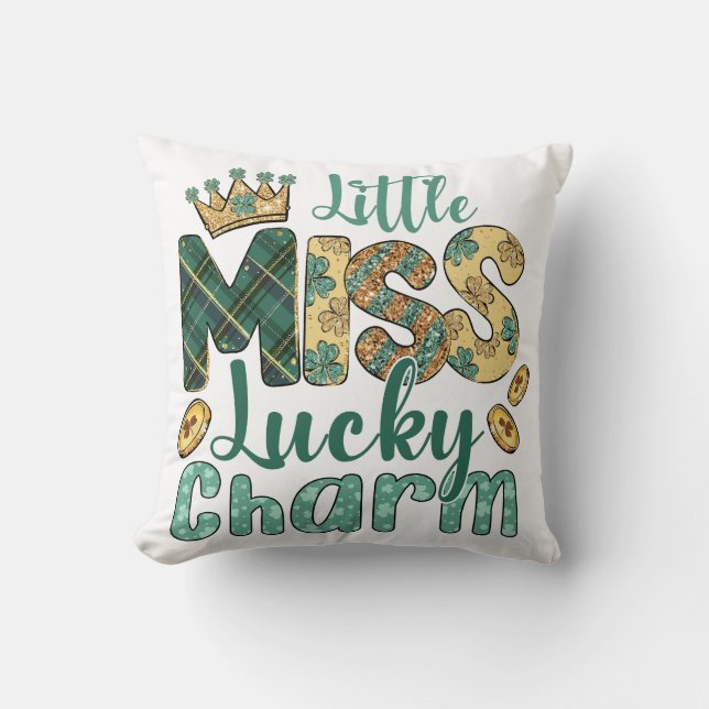 Little Miss Lucky Charm Throw Pillow (Front)