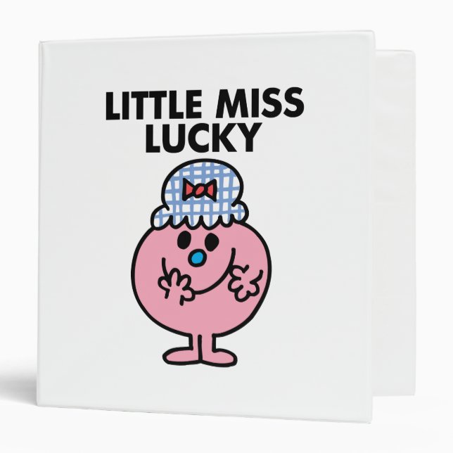 Little Miss Lucky Hiding Her Mouth 3 Ring Binder (Front/Inside)
