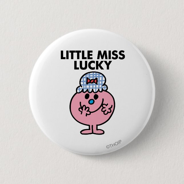 Little Miss Lucky Hiding Her Mouth Pinback Button (Front)