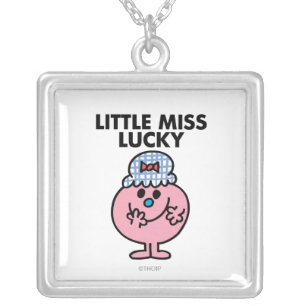 Little Miss Lucky Hiding Her Mouth Silver Plated Necklace