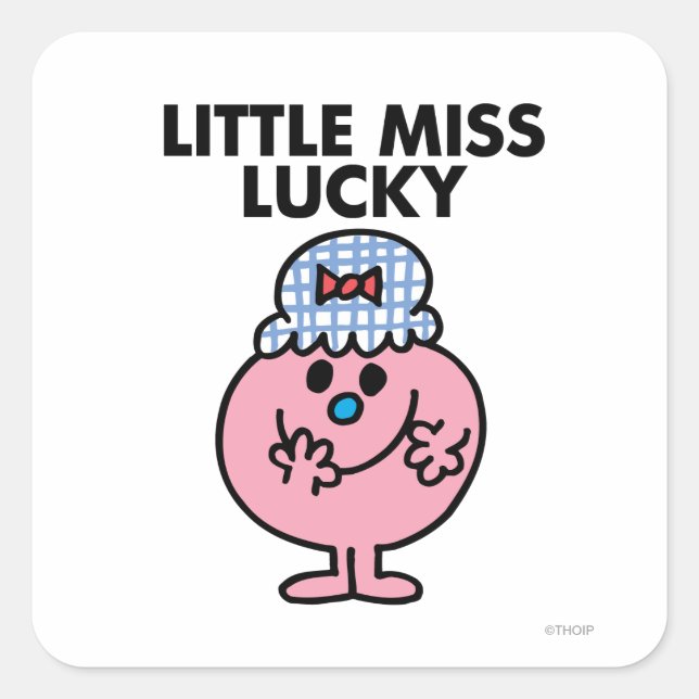 Little Miss Lucky Hiding Her Mouth Square Sticker (Front)