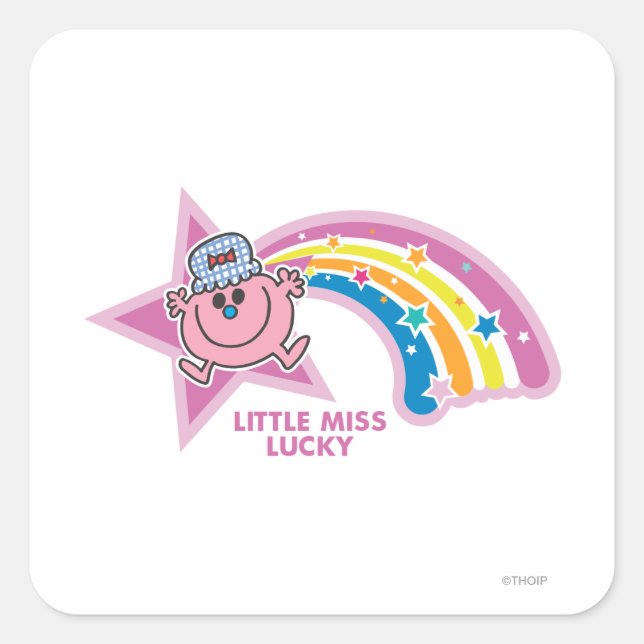Little Miss Lucky | Rainbow Square Sticker (Front)