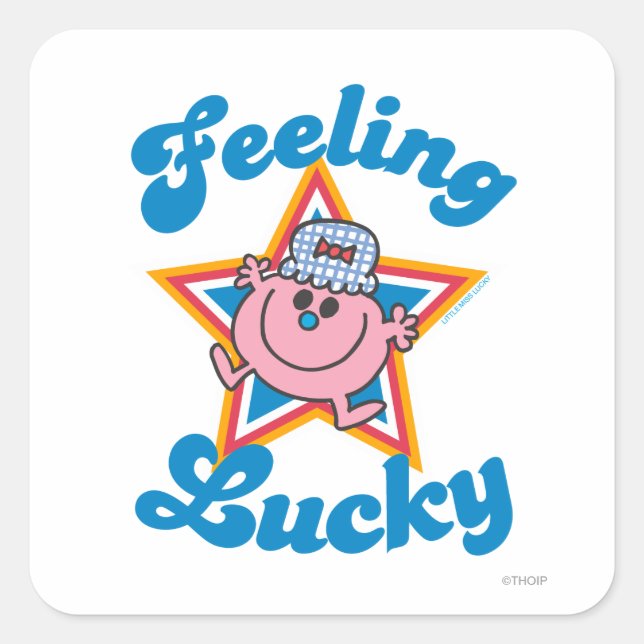 Little Miss Lucky Star Square Sticker (Front)