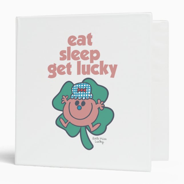Little Miss Lucky's Motto | Green clover 3 Ring Binder (Front/Inside)