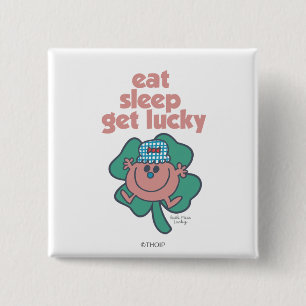 Little Miss Lucky's Motto Green clover Button